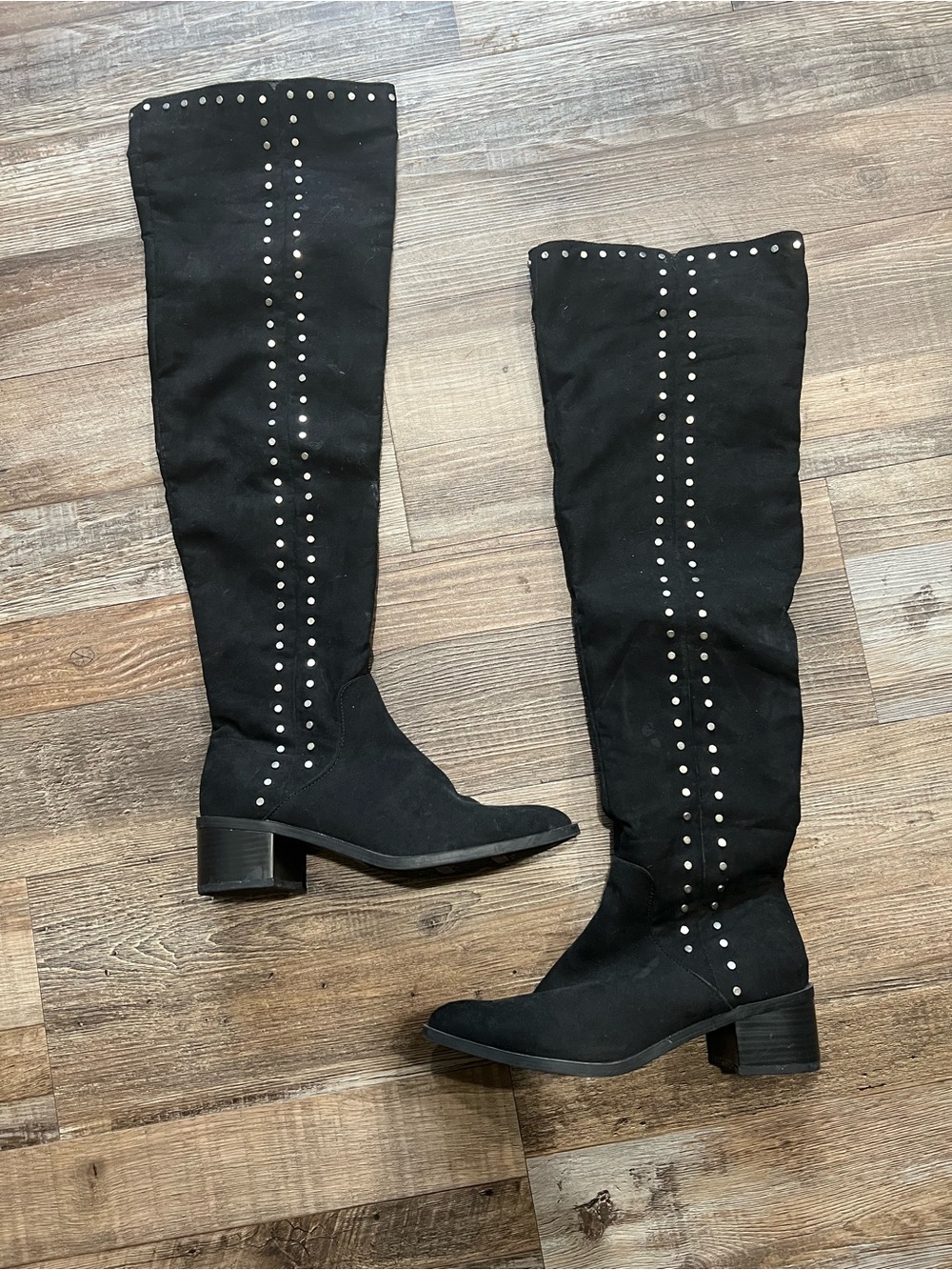 Fergalicious Black Over-the-Knee Studded Boots